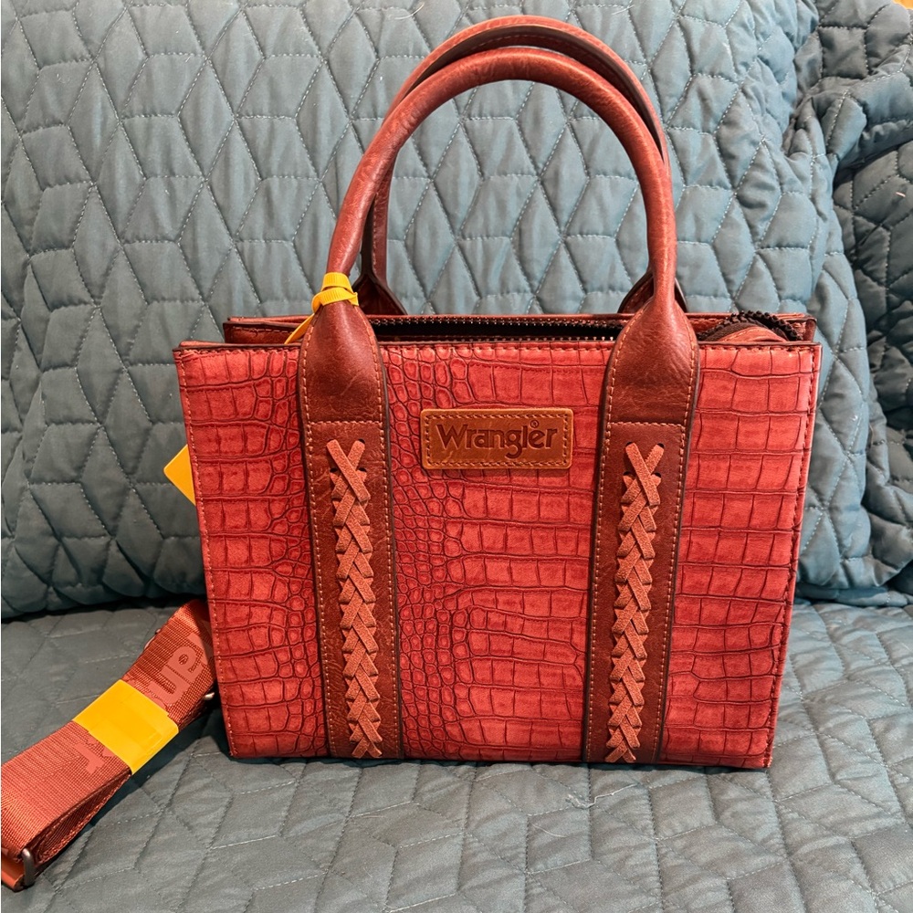 Wrangler Brown Croc-Embossed Bag